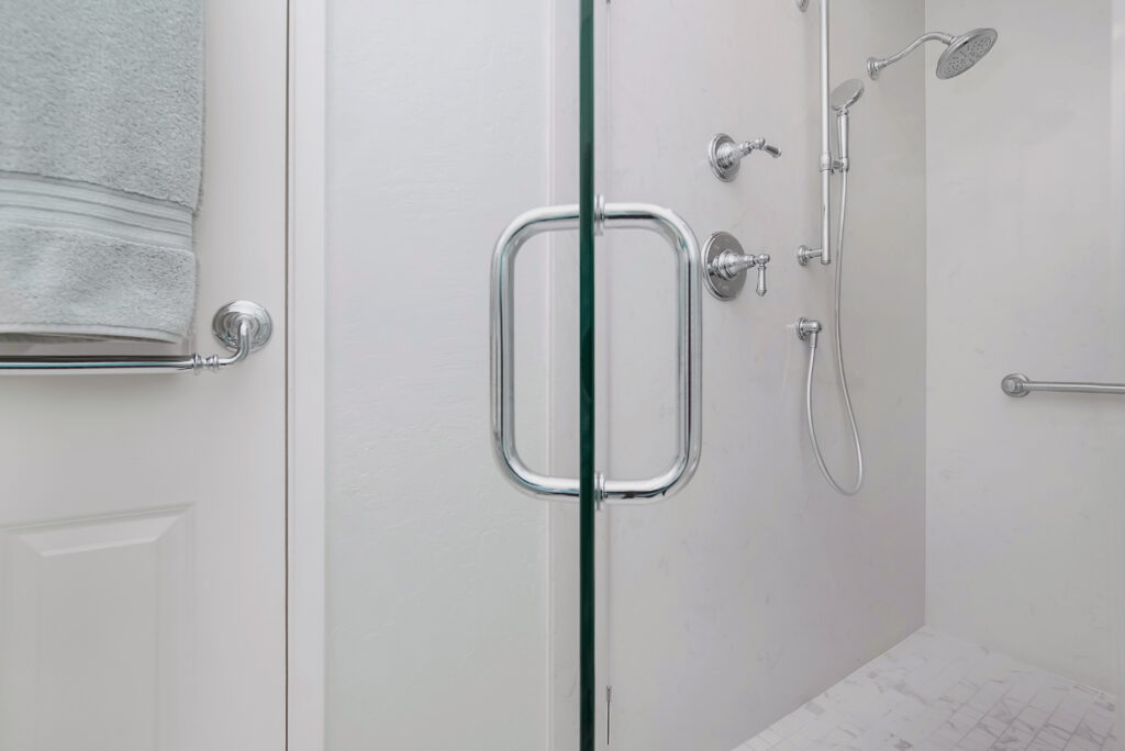 standing shower glass door